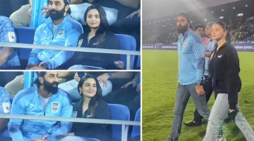 Power couple Ranbir Kapoor and Alia Bhatt walk hand-in-hand as they watch football match in stadium