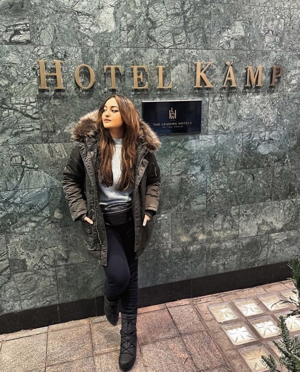 Sonakshi Sinha serves the perfect winter look in Finland with long puffer jacket and black boots
